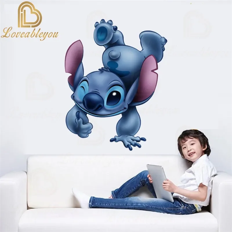 Wall stickers Dis Wall Stickers Cartoon Lilo & Stitch Decor Decorative 3D PVC Wall Sticker Bedroom Home Decoration Stickers
