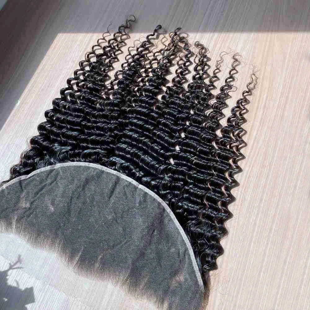 7X7 6X6 5X5 Invisible HD Lace Closure Frontal Human Hair Deep Wave Hair Melt Skins Pre Plucked HD Lace Closure Only Virgin