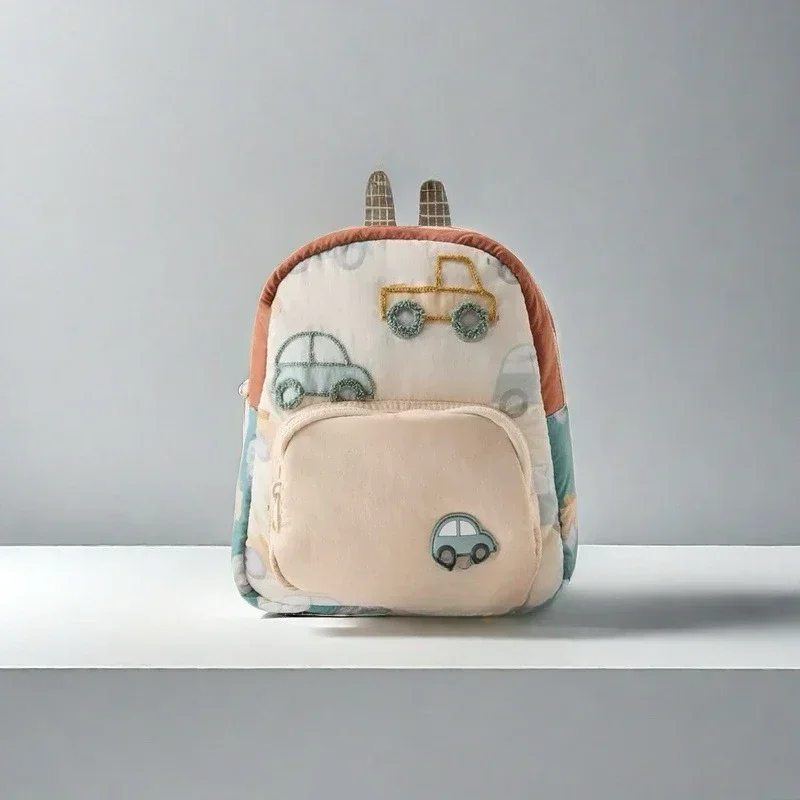 New Cartoon Car Embroidery Children's School Backpack Kindergarten Multifunctional School Bags Lightweight Backpack 1