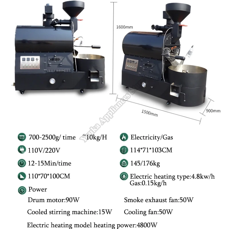 Coffee Roaster Commercial Small Semi-Direct Fire Semi-Hot Air Bean CRB6081 Food Processing Machine 5