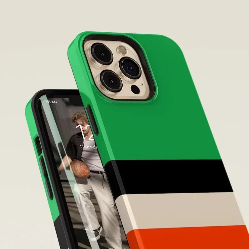 Luxury Double-Layer Striped Green Phone Case Back Cover