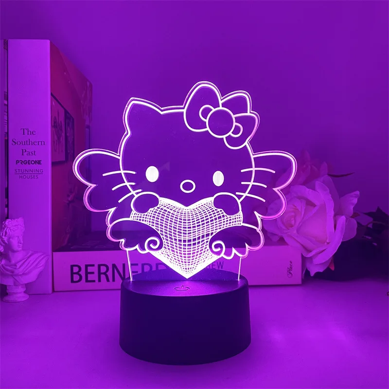 

Мультяшная деталь My Melody Kuromi Night Sanrio, Hello Kitty 7 красочная деталь-коробка Милая спальня мини настольная лампа спальня девочка домашний подарок