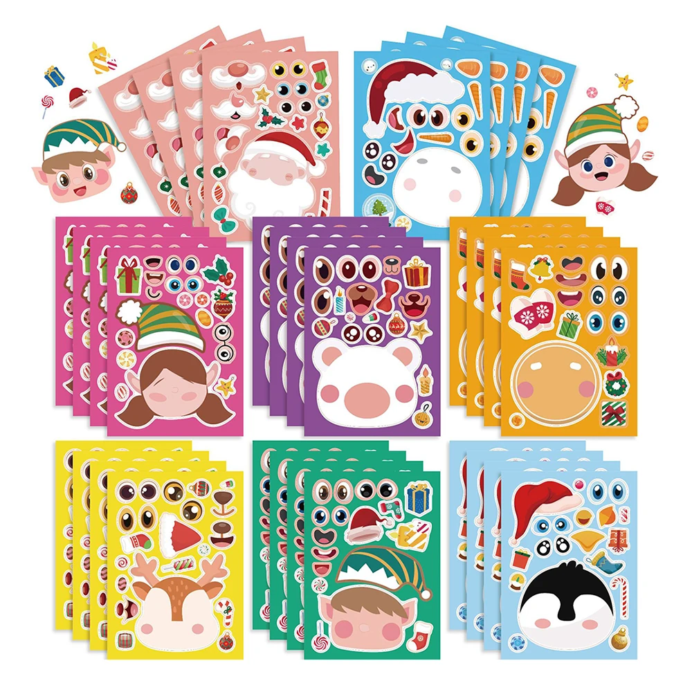 

8/16 листов, детские рождественские наклейки-пазлы