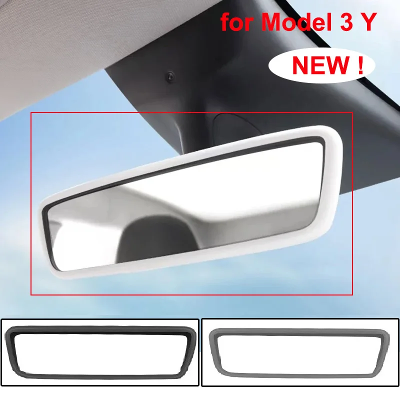 Rearview Mirror Protector Rearview Mirror Cover Rear View Mirror Protector Frame Cover For Tesla Model 3 Y Center Console Rearview Protector Trim Silicone Case Car Accessories