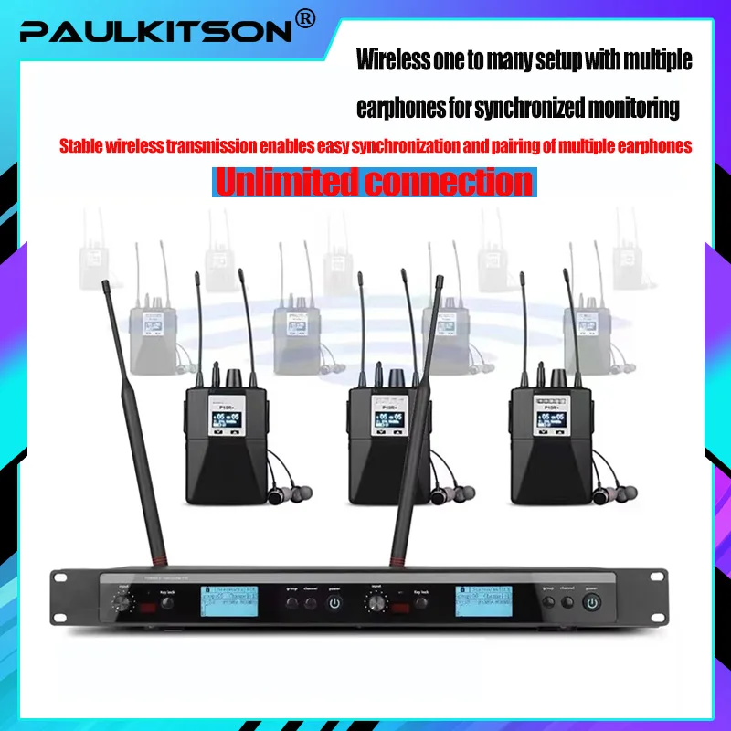 Paulkitson PSM600 In-Ear Monitor System Dual Channel Stage Personal Wireless In-Ear Monitor Digital DSP Stereo Sound Processor