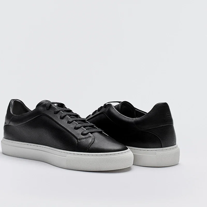 LINJER STRICKLIN Autumn New  Genuine Leather Flat Sneakers Men Multicolor Solid Color Simple All-match Basic Shoes Casual Male 3