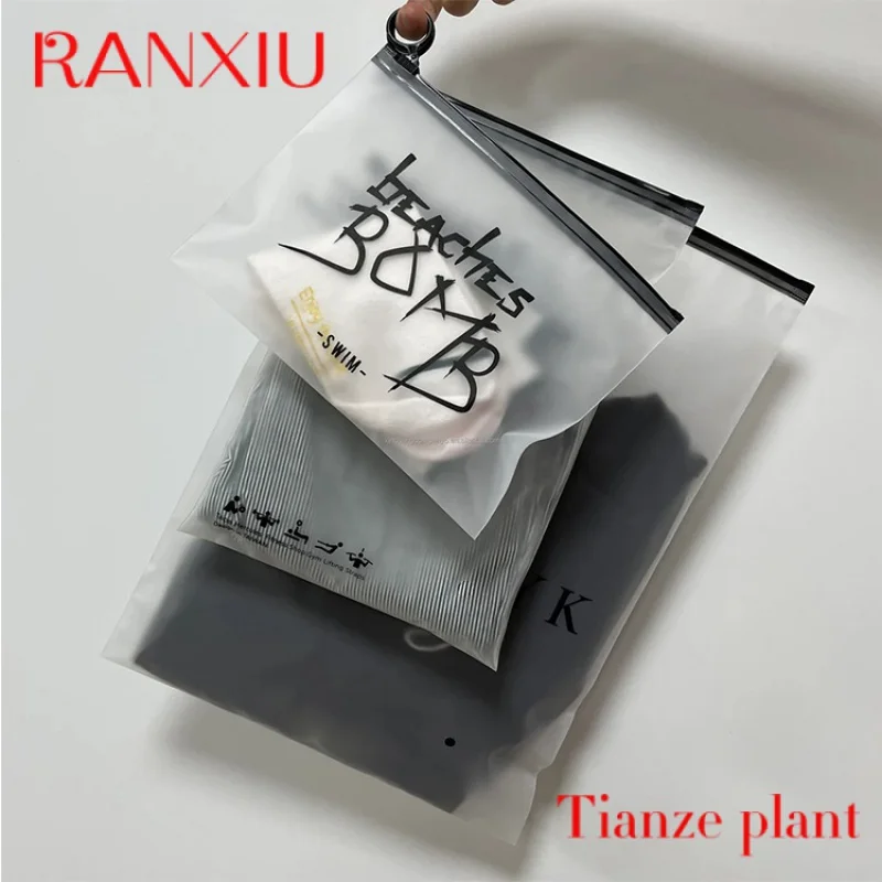 environmental protection recyclable waterproof transparent Pe frosted clothing zip-lock bag Pvc plastic zipper