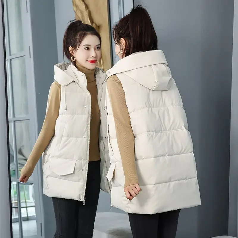Gilet Lungo Imbottito Da Donna Con Cappuccio - Giacca Invernale Senza Maniche Trapuntata Con Zip E Tasche, Comoda E Calda (Taglie Dalla M Alla 4XL) - 2