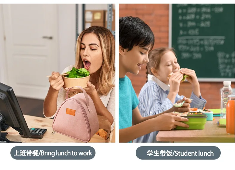 Dreieckige Isoliertasche aus Aluminiumfolie, Thermokühler, Lunchtasche, Studenten-Reisbällchen-Tasche, Lunchbox, Bento-Frühstüktragetaschen – Detail 7
