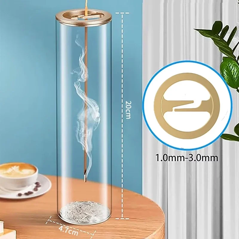 Upside-Down Incense Holder with Metal Clip & Glass Base - Dust-Proof Hanging Burner for Home Spa Zen Decor,  Meditation Tool