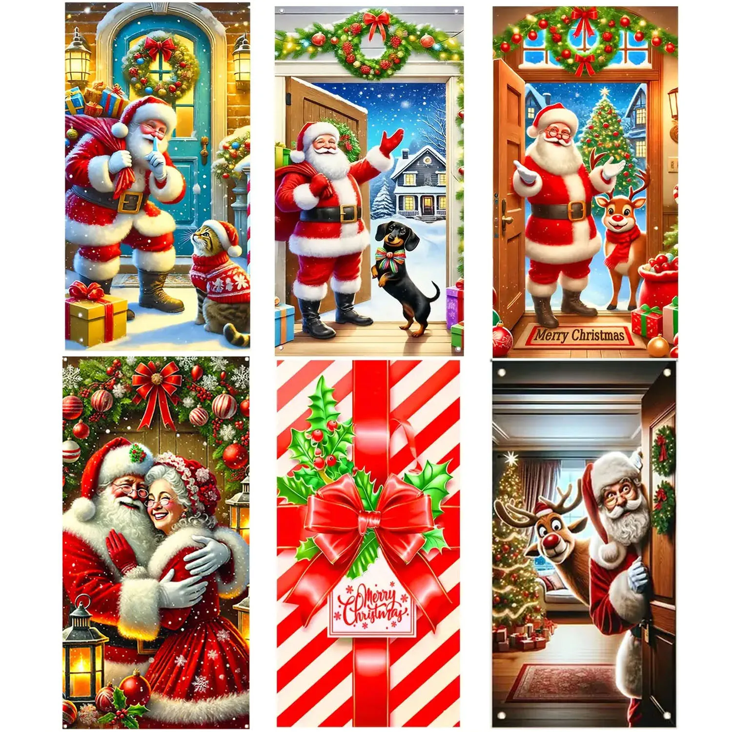 Christmas Door Cover 90 * 180cm Christmas Door Cover Santa Claus Party Home Indoor Outdoor Door Frame Porch Decoration
