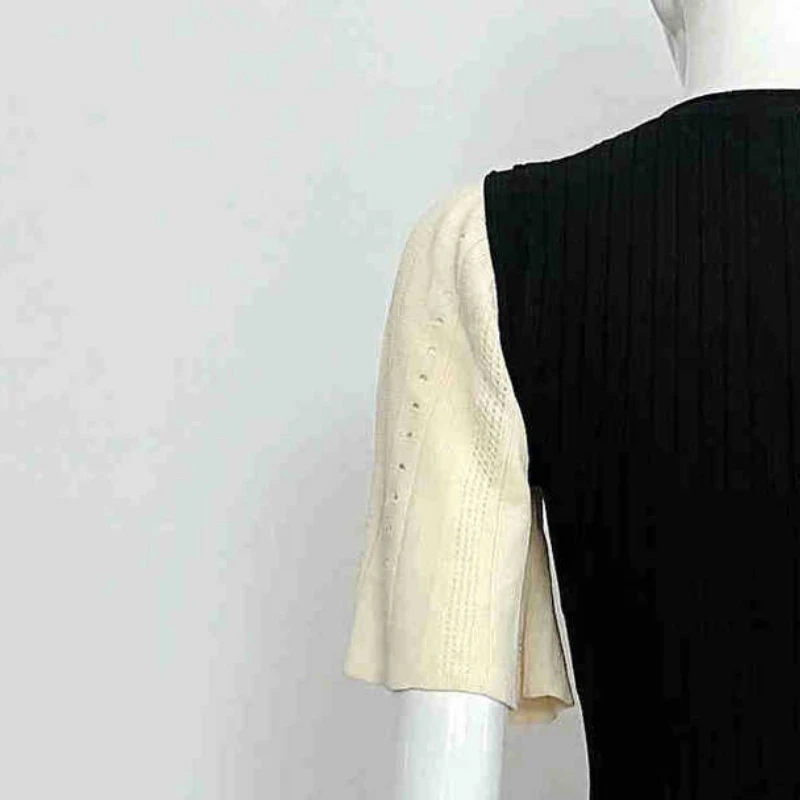 

Женское вязаное однобортное платье, ажурное однобортное платье с круглым вырезом для ранней осени, 2023