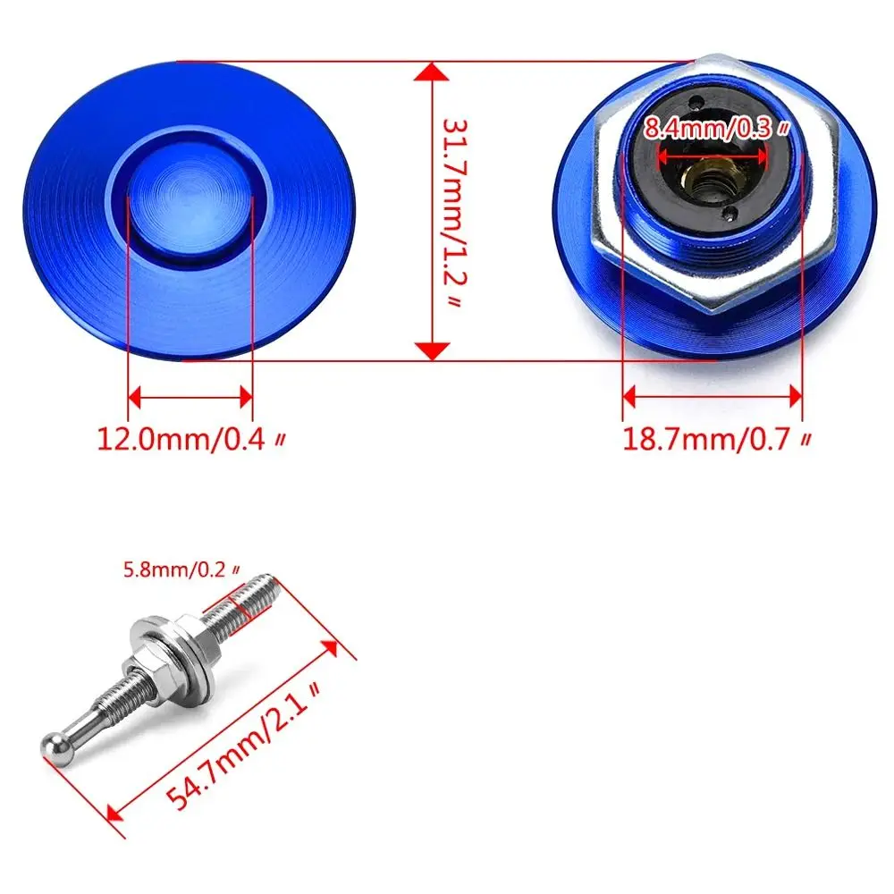 Hood Pins Lock 1Pcs Universal Quick Release Push Button Latch Clip Body Kit Front Bumper Hood Pin Aluminum Car Accessory Engine Bonnet Lock