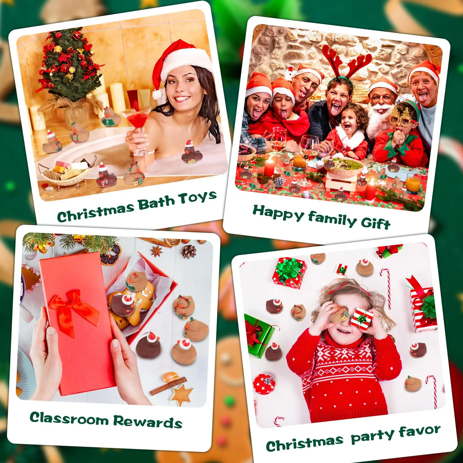 Christmas Gingerbread Man Rubber Duckies Toys Gingerbread Man Theme Party Decor Small Funny Bath Rubber Ducks for Xmas Winter Ho 5