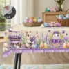 1 Piece Easter Round Decorative Tablecloth Table, 5 Sizes Available, Easter Bunny Egg Lavender Plaid Printed Tablecloth, Edge Embossing Process, Spring Garden Tablecloth Decoration, Tablecloth for Daily Home Kitchen, Terrace Use, Easter Decoration 1