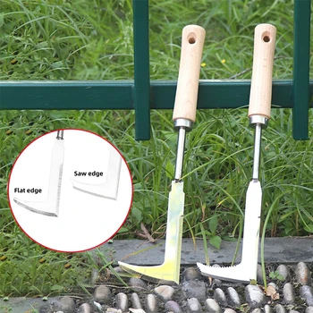 1Pc L-Shaped Gap Weeder Stainless Steel Blade Wooden Handle Garden Brick Seam Stone Seam Wall Corner Gap Manual Weeding Machine