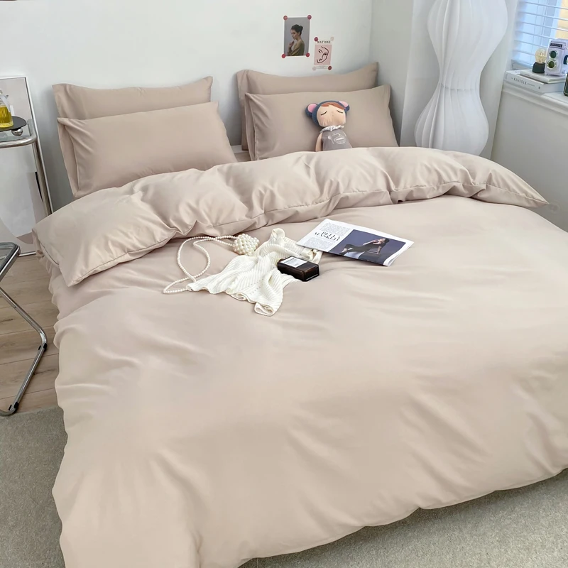 Bedding Set Bedding Sets Single Double Bed Hotel Home Duvet Cover Sets Skin Friendly Fabric Solid Color King Size Quilt Cover