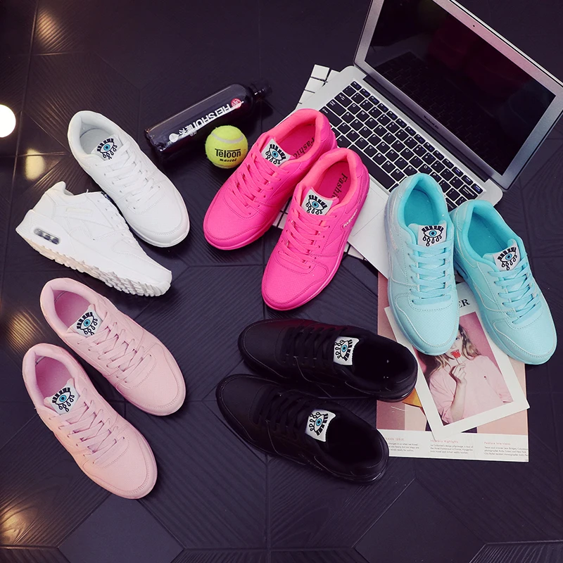 Zapatillas de deporte gruesas con cordones para mujer, zapatos vulcanizados con plataforma, zapatos planos a la moda - Image 3