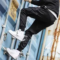 2025 New Outdoor Casual Pants Men's wear-resistant loose-fitting straight-leg multi-pocket overalls men's trousers