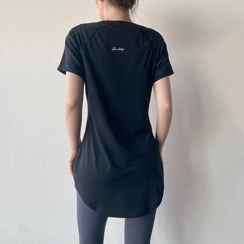 Ropa deportiva para mujer, camiseta de manga corta de secado rápido, transpirable, ajustada, para gimnasio, Yoga, correr, 2024
