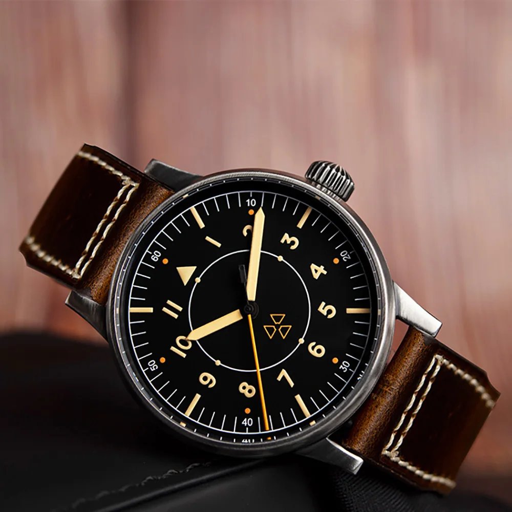 Hruodland F013 Old Treatment Retro Automatic Mechanical Men Pilot