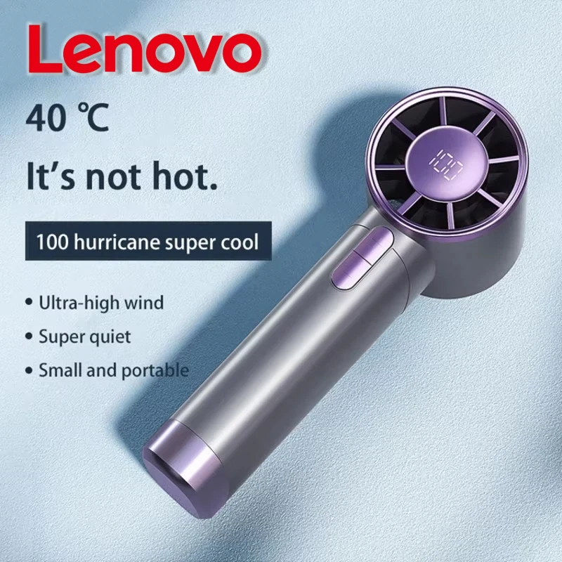 Lenovo 10000mah Portable Handheld Fan 100 Speeds Adjustable Turbo LED Display Rechargeable Ice Cooling Personal Fan NEW 1