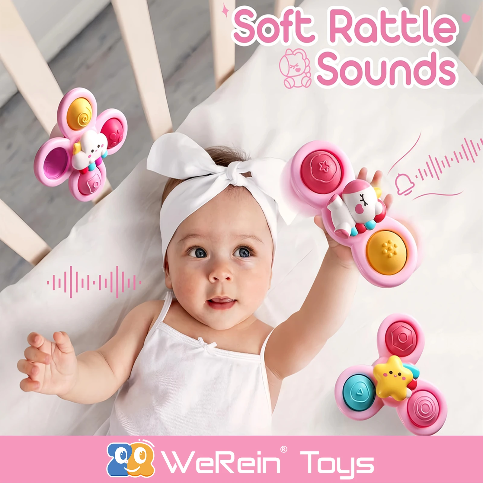 Suction Cup Spinner Infant Baby Toys 12-18 Months, Spinning Top Sensory Toys for Toddlers 1-3 Year Old - 5