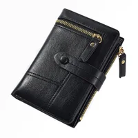 New Purse Ladies Europe And America High Quality PU Leather Short Folding Purse Vertical Double Zipper Fashion Women's Wallet 2