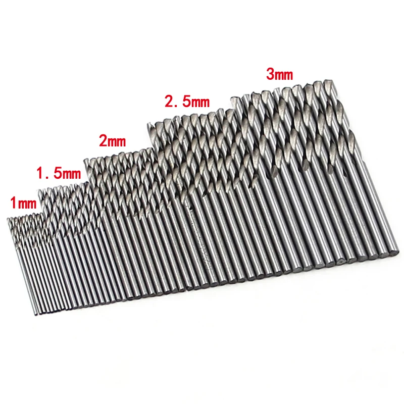 100pc 1-3mm Twist Drill Hand Electric Drill DIY Woodwork Titanium Plated Natural Color Bit Tool Accessories Set Drill Bit Set