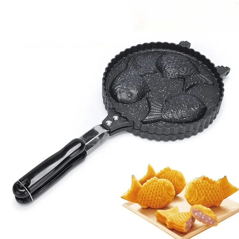 Cucina Giapponese Taiyaki Doppio Pesce A Forma Di Caldo Dessert Waffle Cake Maker Pan Giapponese Pancake Doppia Padella Padella Stampi Per Cialde