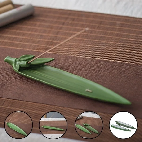

Ceramic Incense Burner Ceramic Bamboo Leaf Incense Home Decoration Incense Tray Gifts