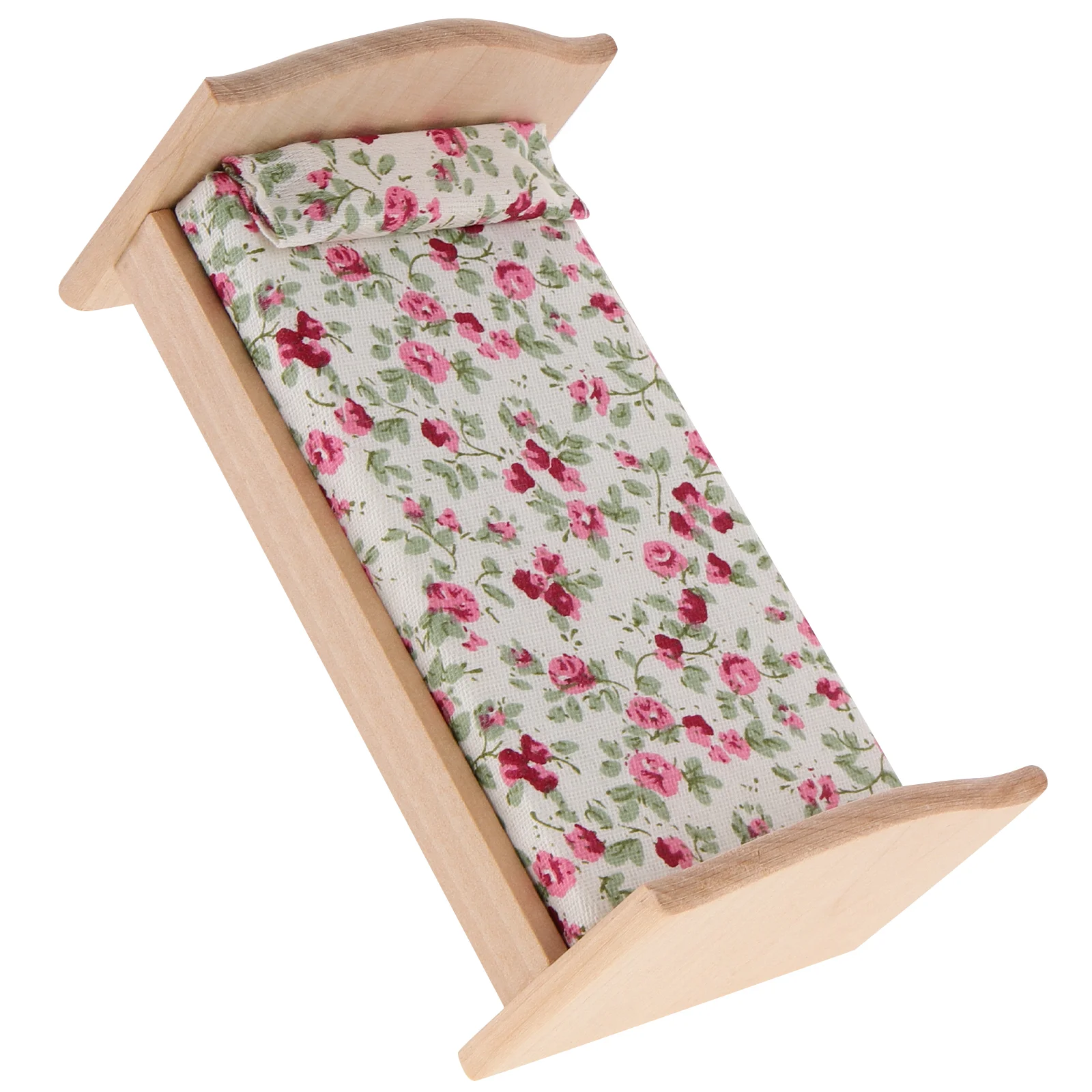 Kids Miniature Toys Tiny Furniture Dollhouse Single Bed Wooden Cloth Individual