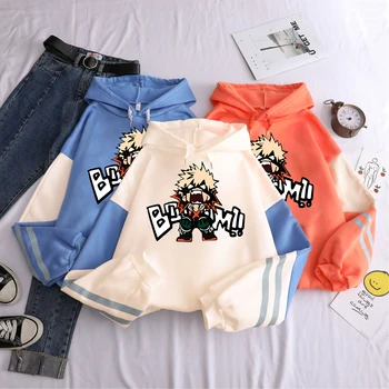 Anime My Hero Academia Kawaii Bakugo Katsuki Manga Hoodies Men Plus Size Patchwork Clothes Fleece Warm Winter Hooded Sweatshirt 5