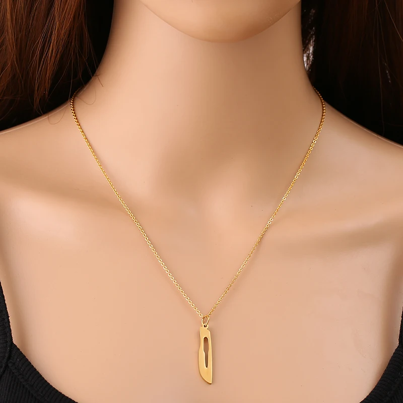 Scalpel Shape Pendant Necklace Women Men Link Chain Medical