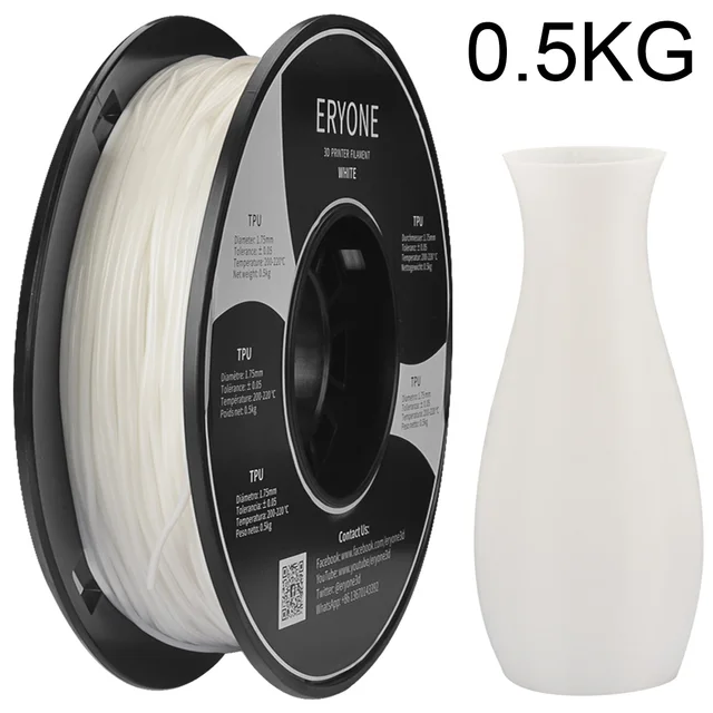 ERYONE Clearance Promotion TPU PLA PLA+ Silk Rainbow Ultra Silk 3D Printing Filament 1KG/0.5KG For FDM 3D Printer Fast Shipping TPU White