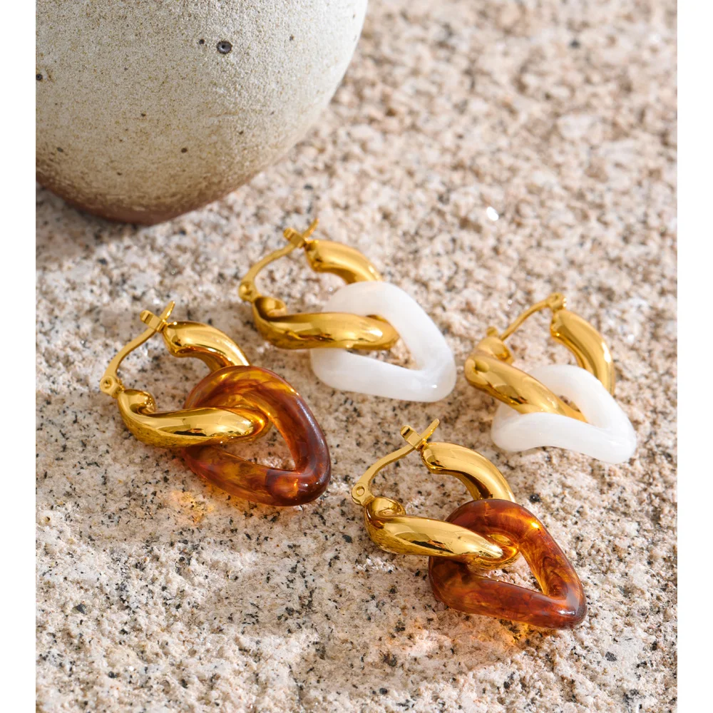 Yhpup Twisted Drop Hoop Earrings Women