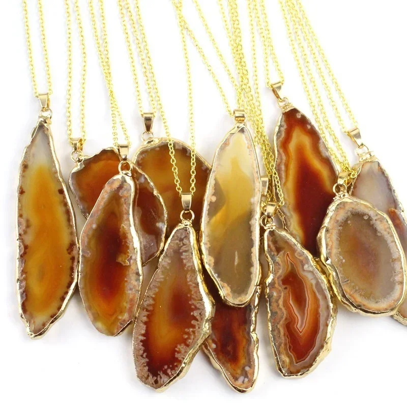 Magic Agate Druzy Emperor Quartz Stone Natural Gold Pendant Necklace Jewelry Reiki Healing Collares De Piedras Naturales Mujer