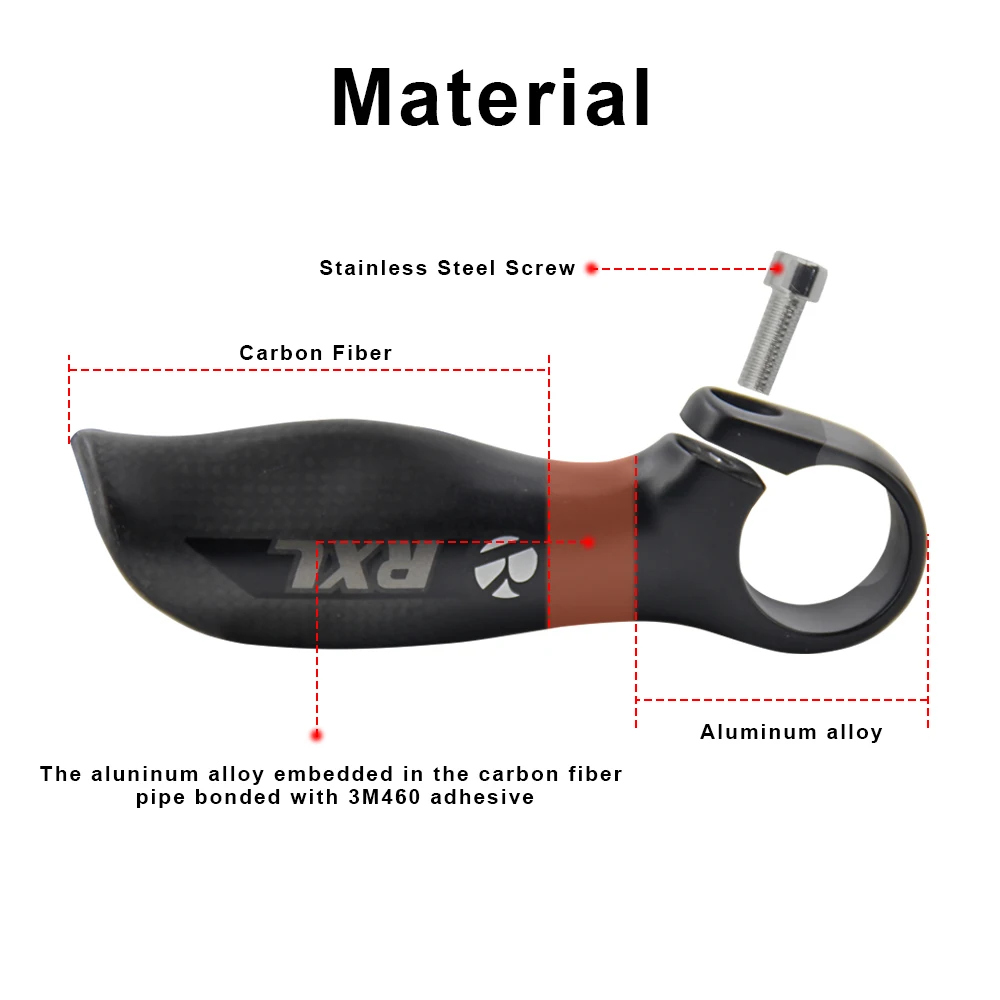 RXL SL-Bicycle Handlebar Horns Black Bar End Ergonomic Design Mountain Bikes Carbon Fiber Horn