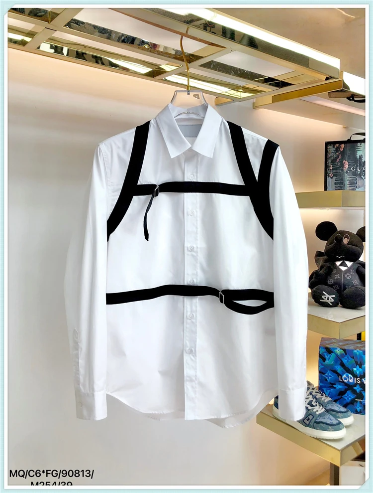 

S-6XL 2022 New Men Women GD Hair Stylist Original Catwalk Style Long Sleeve Contrast Ribbon Shirt Plus Size Singer Costumes