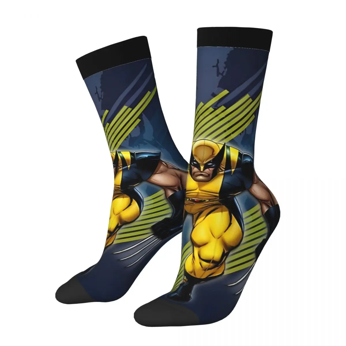 thumbnail image 1 of Calcetines con calcomanías de Wolverine para hombre, estilo hip hop, estilo Harajuku, con estampado de X-Man y Wolverine, de alta calidad., 1 of 7