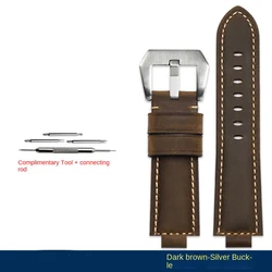 Premium Leather Strap Bracelet for Modified G - Shock Watches (Dark brown  steel)