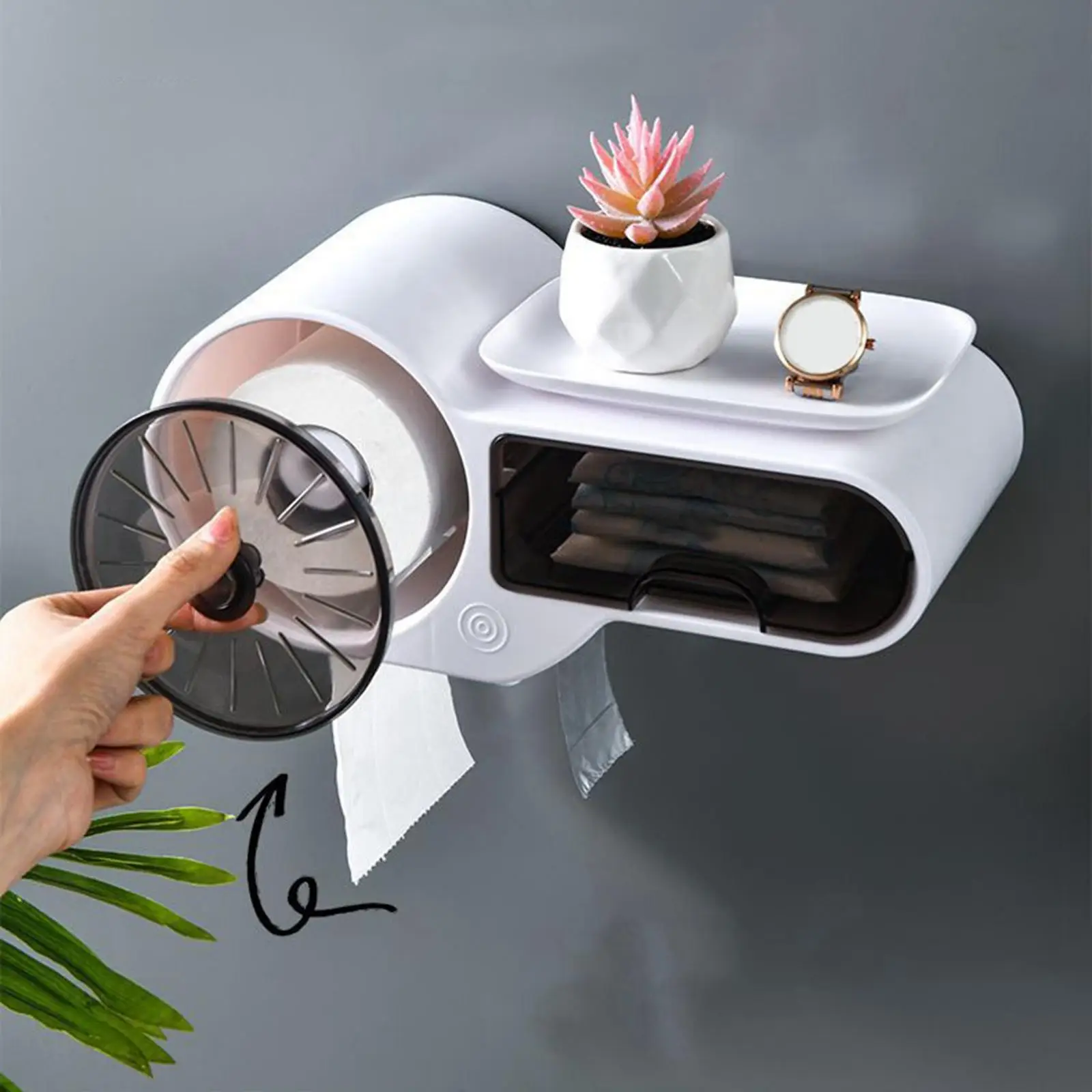 Adhesive Wall Mounted Toilet Paper Holder Paper Towel Dispenser Rolls Tissue