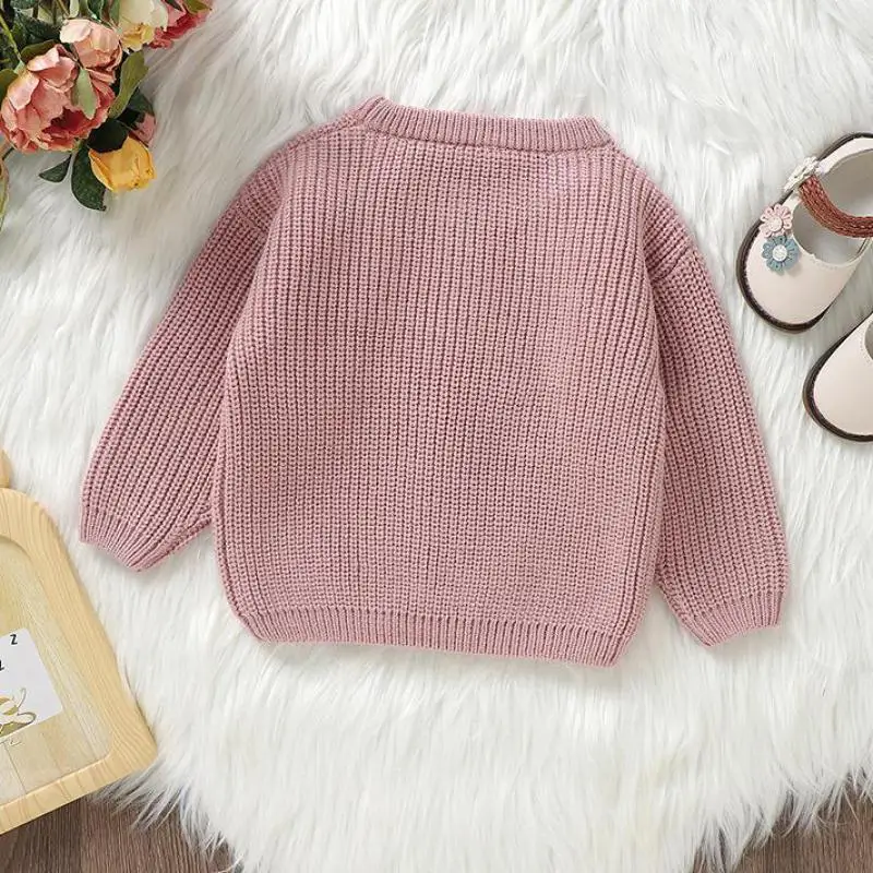 Autumn Winter Fashion Boy Children Cute Handmade Flower Knit Sweater Girl Baby Knitted Warm Pullover Shirt Infant Knitting Tops