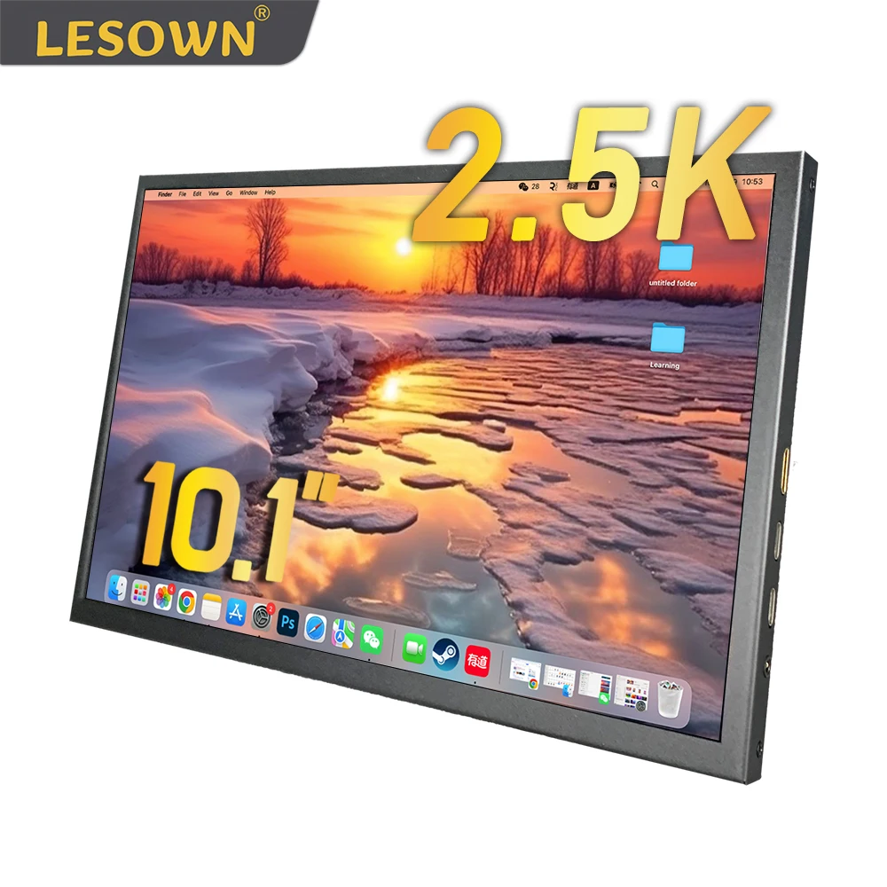 LESOWN USB-C 2.5K 모니터 10 인치 터치 스크린 2560x1600 Mac Windows Phone 용 소형 휴대용 드로잉 노트북 화면 확장기