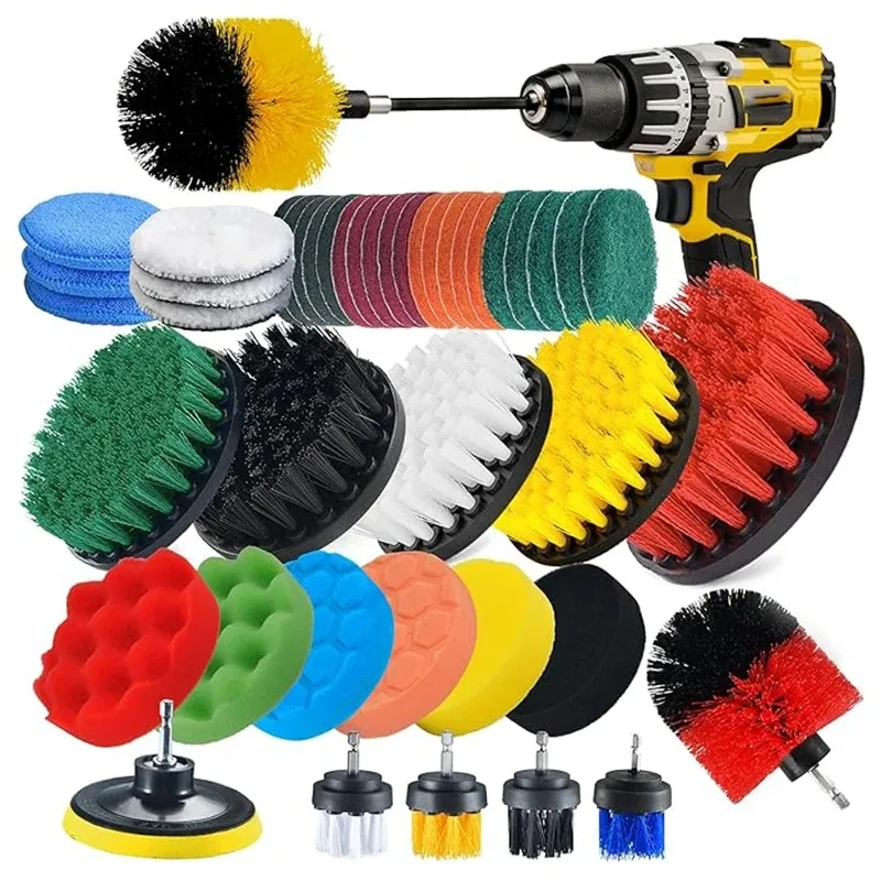 UNTIOR Electric Drill Brush Kit Power Scrubber Brush Attachments Set Scrub Wash Brushes Tools for Car Floor Tires Toilet Cleanin