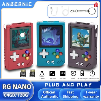 ANBERNIC RG 나노 포켓 미니 휴대용 게임 플레이어, 금속 쉘 1.54 인치 IPS 스크린 게임 콘솔, 리눅스 1050mAh 배터리, 하이파이 스피커