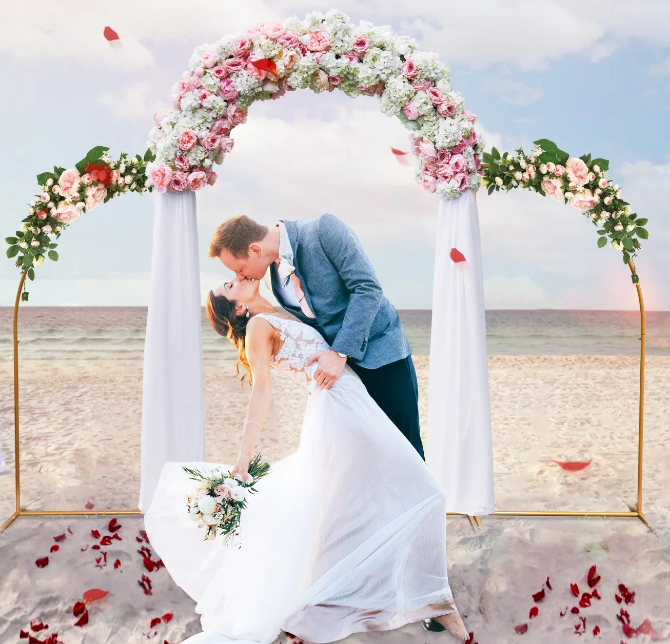 3pcsWedding Arch Set Background Decoration Flower Stand Birthday Party Outdoor Balloon Arch Decoration Irregular Shape Stand