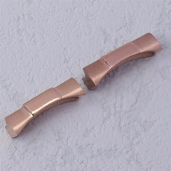 Stainless Steel Curved Interface Leather Strap Connector - Silver, Black, Gold, Rose Gold - 21mm (Rose gold)