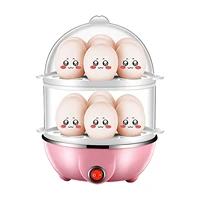 Double Layer Egg Cooker 14 Egg Capacity Hard Boiled Egg Cooker Anti-dry Electric Egg Boiler with 40mL Measuring Cup Steam 1