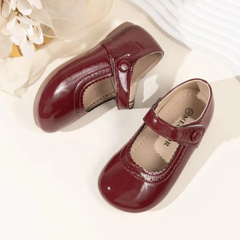 Girls' Leather Shoes 2026 Spring/Autumn New Simple Solid Color Kid's Princess Single Shoes Lightweight Children's Shoes 21-30 - 3